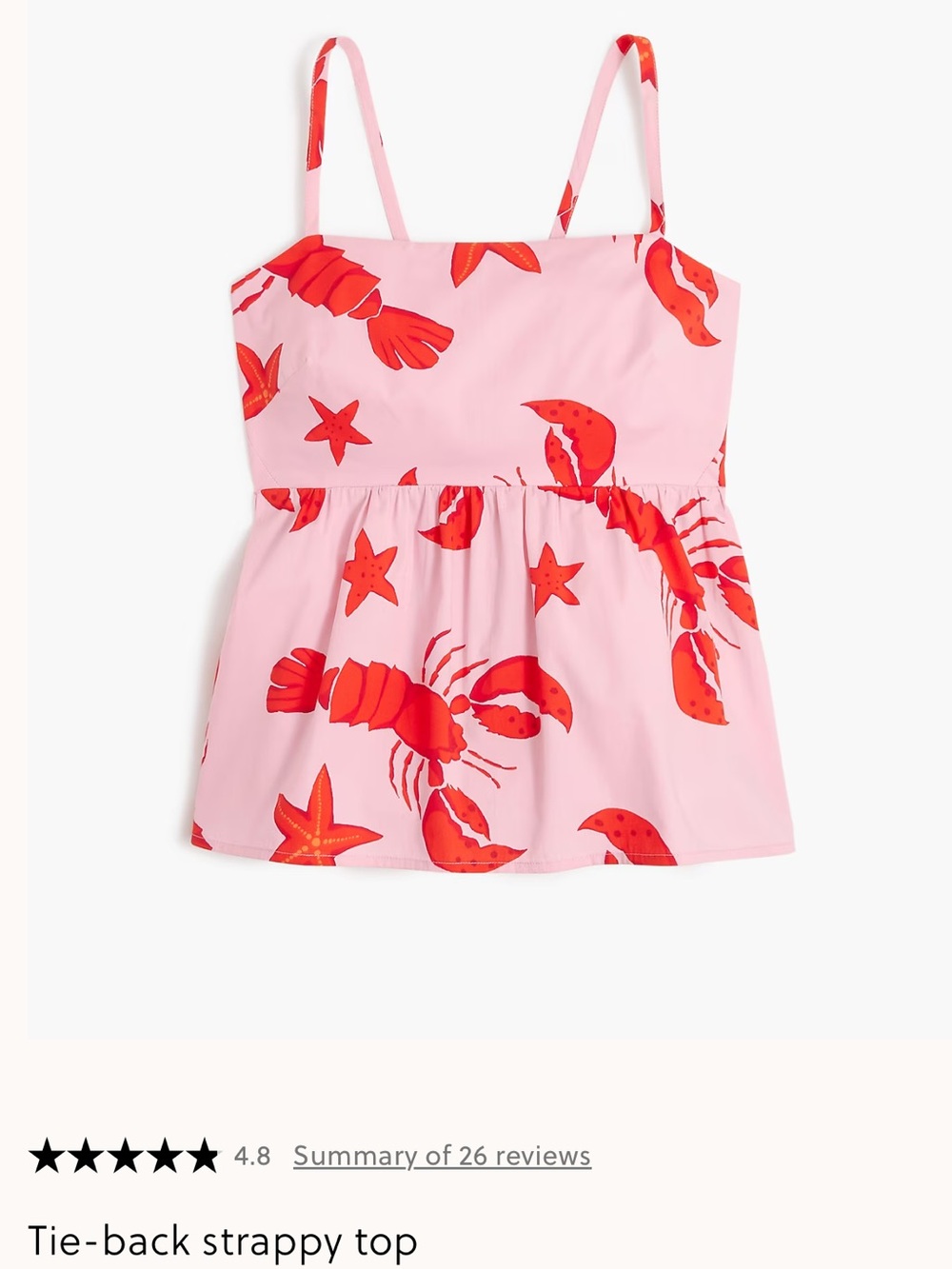 NWT JCrew Tie-Back Strappy Top - Pink with Red - size 10